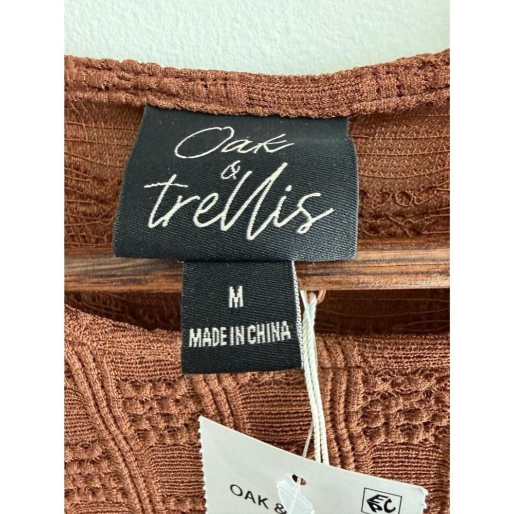 Oak & Trellis Rust Brown Textured Knit Long Sleeve Midi Dress Medium NWT - Picture 6 of 8